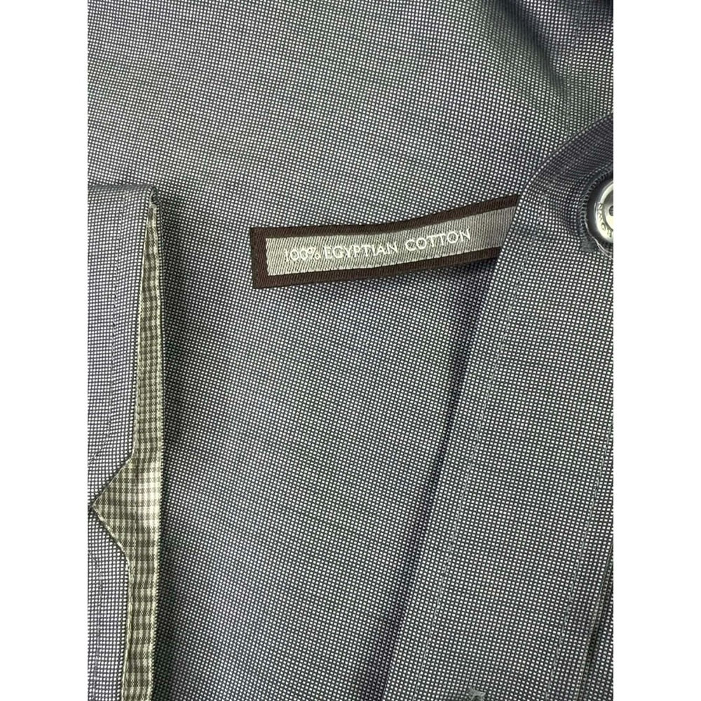 BLACK BROWN Dress Shirt Mens 16-32 Gray Egyptian Cotton Designer City Office - Picture 4 of 9